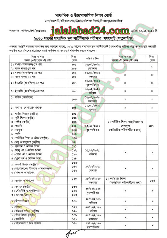 এসএসসি পরীক্ষার সংশোধিত রুটিন প্রকাশ